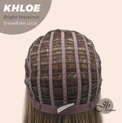 JBEXTENSION 12 Inches Bob Cut Bright Hazelnut Pre-Cut Snowflake Lace Frontlace Glueless Wig KHLOE BRIGHT HAZELNUT【PERMATEASE】【BENDY EAR TABS】- M/L