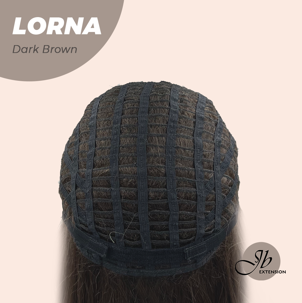 [FINAL SALE] HOT OF SEASON -18 Inches Dark Brown Curly Women Fashion Full Machine Wig With Bangs LORNA DARK BROWN【PLUS PERMATEASE】【BENDY EAR TABS】