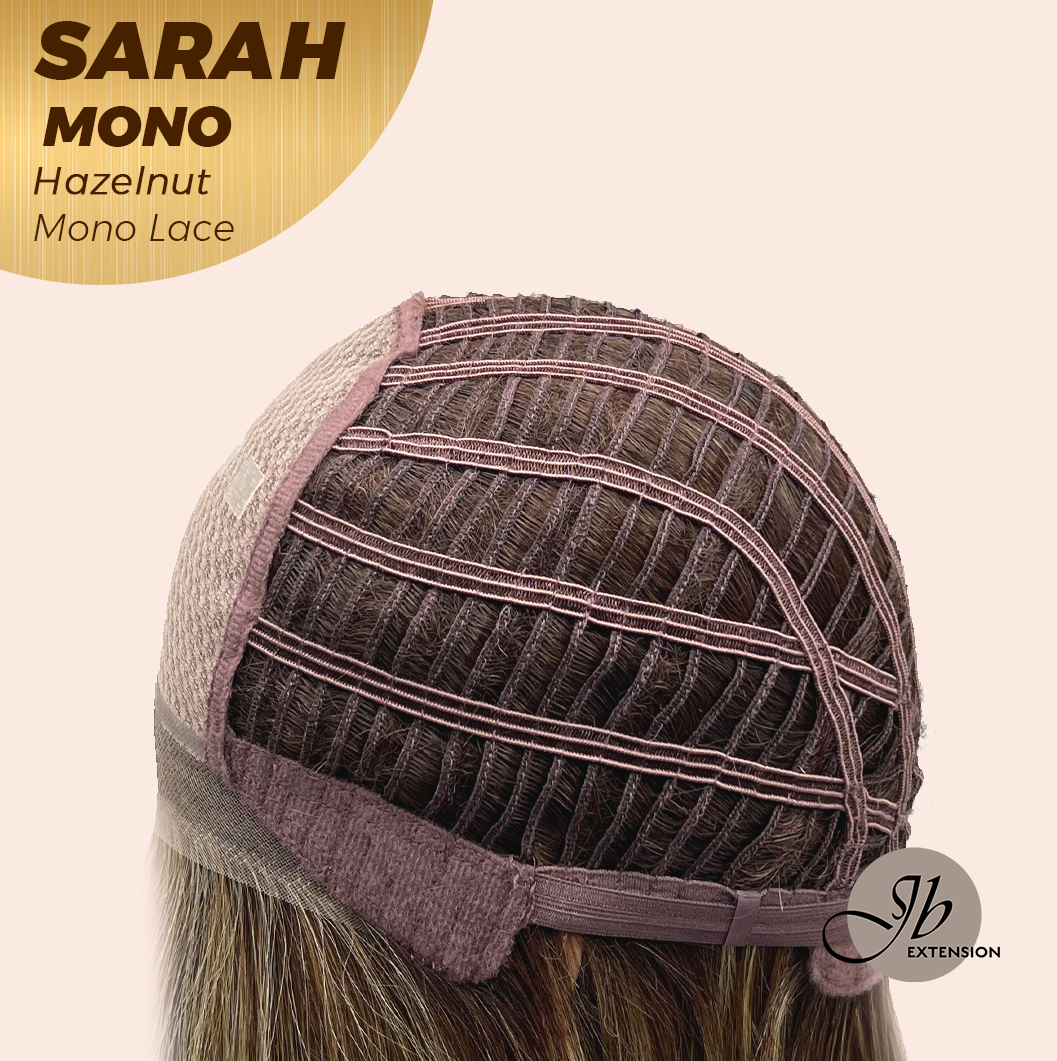 JBEXTENSION SARAH MONO Full Monofilament Wig 22 Inches Hazelnut Color Full Mono Lace Glueless With Anti-slip Silicone Strips Wig SARAH MONO HAZELNUT【BENDY EAR TABS】
