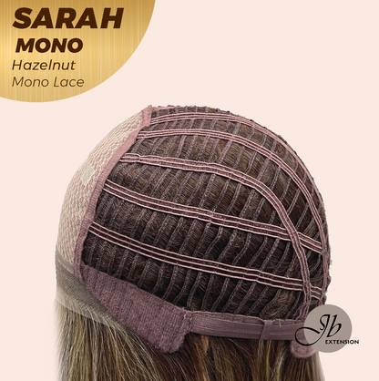 JBEXTENSION SARAH MONO Full Monofilament Wig 22 Inches Hazelnut Color Full Mono Lace Glueless With Anti-slip Silicone Strips Wig SARAH MONO HAZELNUT【BENDY EAR TABS】