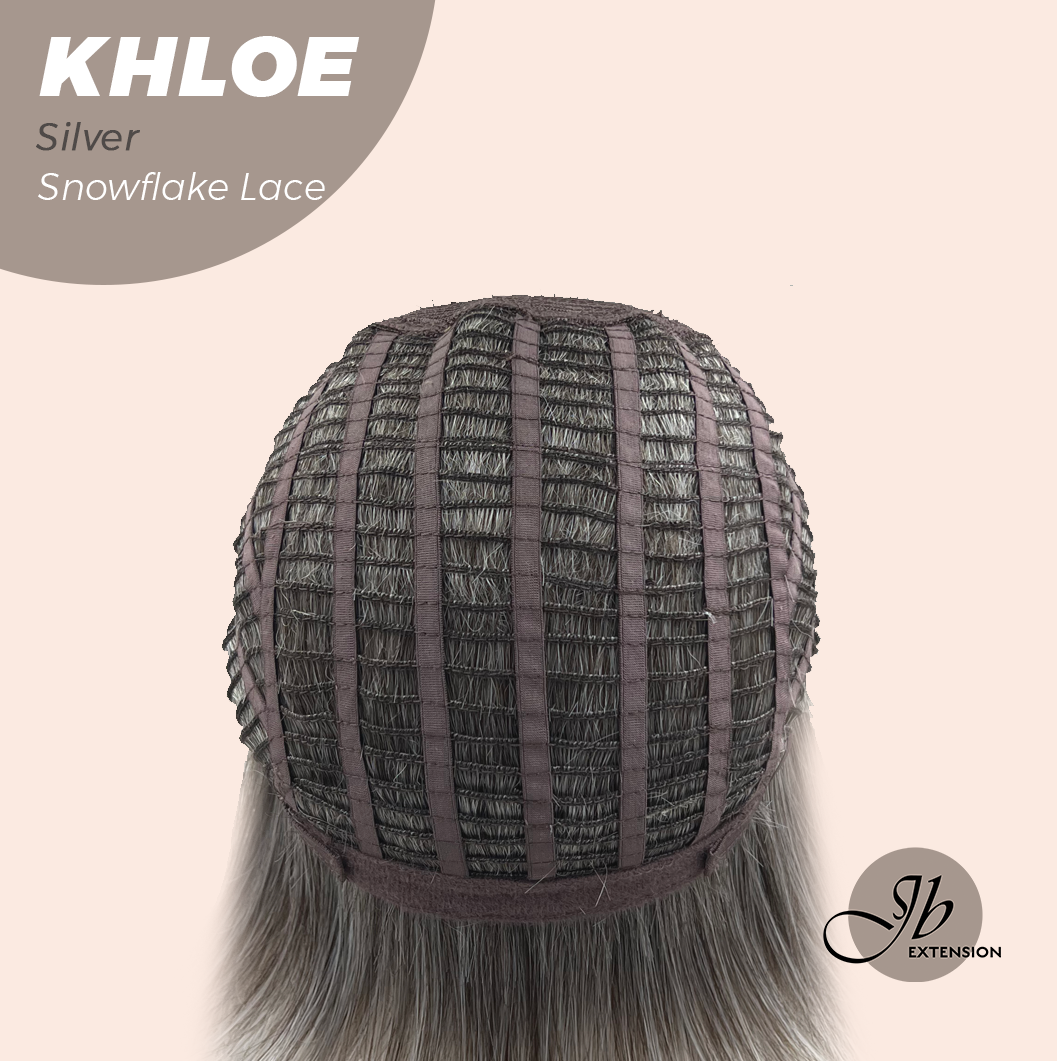 HOT OF SEASON -12 Inches Bob Cut Silver Pre-Cut Snowflake Lace Frontlace Glueless Wig KHLOE SILVER【PERMATEASE】【BENDY EAR TABS】- S/M