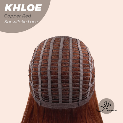 JBEXTENSION 12 Inches Bob Cut Copper Red Pre-Cut Snowflake Lace Frontlace Glueless Wig KHLOE COPPER RED【PERMATEASE】【BENDY EAR TABS】- M/L