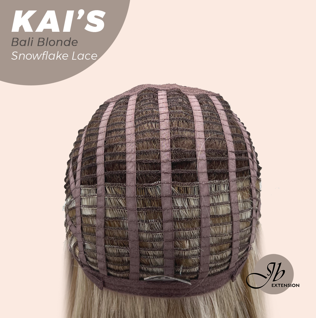 JBEXTENSION 18 Inches Bali Blonde Pre-Cut Snowflake Lace Frontlace Glueless Wig KAI'S BALI BLONDE【PERMATEASE】【BENDY EAR TABS】- M/L