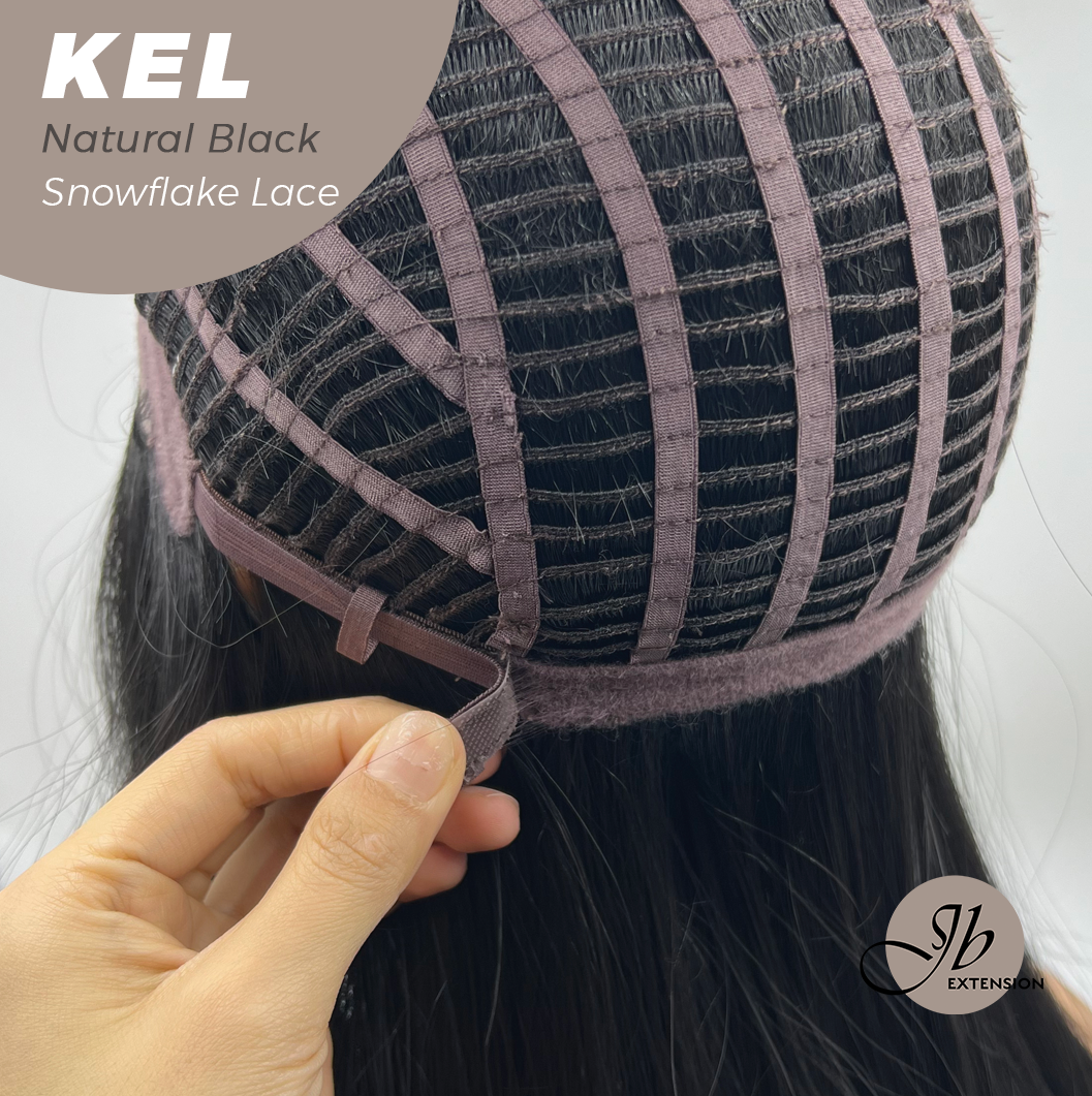 JBEXTENSION 22 Inches Natural Black Pre-Cut Snowflake Lace Frontlace Glueless Wig KEL NATURAL BLACK【PERMATEASE】【BENDY EAR TABS】- M/L