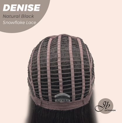 [FINAL SALE] JBEXTENSION 24 Inches Natural Black Wave Pre-Cut Snowflake Lace Frontlace Glueless Wig DENISE NATURAL BLACK【PERMATEASE】【BENDY EAR TABS】- S/M