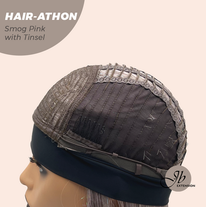 [FINAL SALE] JBEXTENSION 18 Inches Curly Smog Pink with Tinsel Headband Wig HAIR-ATHON - SMOG PINK WITH TINSEL