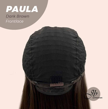JBEXTENSION 12 Inches Bob Cut Chocolate Brown Straight Pre-Cut Frontlace Glueless Wig PAULA DARK BROWN