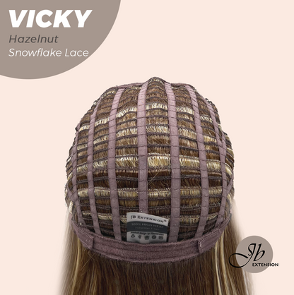 [FINAL SALE] JBEXTENSION 20 Inches Hazelnut Pre-Cut Snowflake Lace Frontlace Glueless Wig VICKY HAZELNUT【PERMATEASE】【BENDY EAR TABS】- S/M