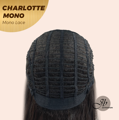 JBEXTENSION CHARLOTTE MONO Partial Monofilament Wig 22 Inches Natural Black Partial Mono Lace Glueless Wig CHARLOTTE MONO【BENDY EAR TABS】