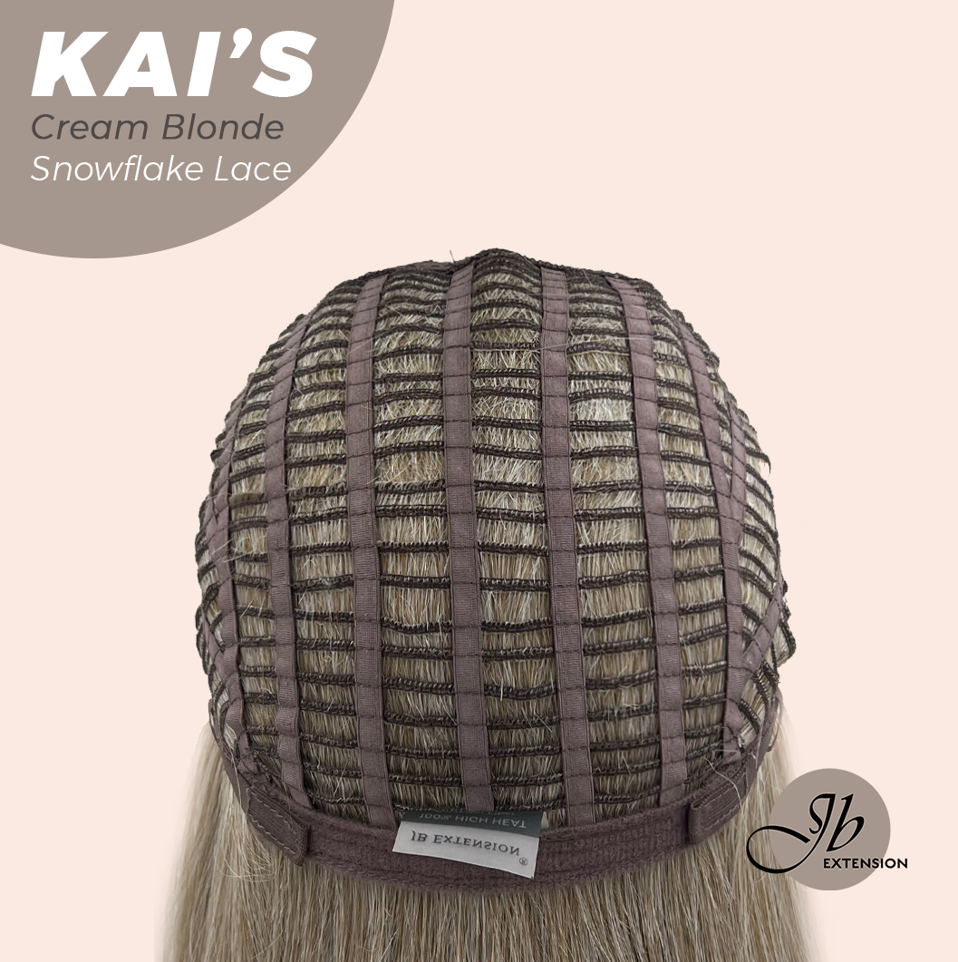 JBEXTENSION 18 Inches Cream Blonde Pre-Cut Snowflake Lace Frontlace Glueless Wig KAI'S CREAM BLONDE【PERMATEASE】【BENDY EAR TABS】- M/L