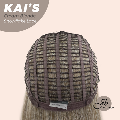 JBEXTENSION 18 Inches Cream Blonde Pre-Cut Snowflake Lace Frontlace Glueless Wig KAI'S CREAM BLONDE【PERMATEASE】【BENDY EAR TABS】- M/L
