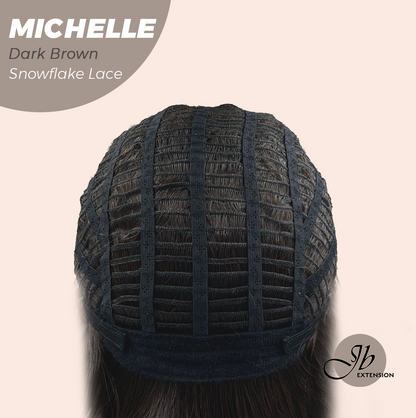 JBEXTENSION 10 Inches Dark Brown Pre-Cut Side Part Snowflake Lace Frontlace Glueless Wig MICHELLE DARK BROWN【BENDY EAR TABS】- S/M