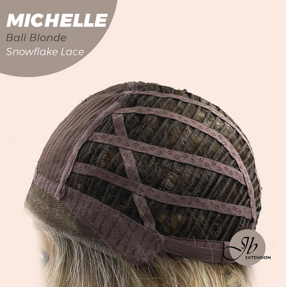 JBEXTENSION 10 Inches Bali Blonde Pre-Cut Side Part Snowflake Lace Frontlace Glueless Wig MICHELLE BALI BLONDE【BENDY EAR TABS】- M/L