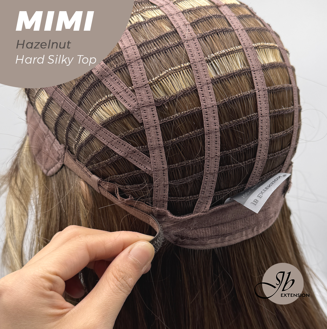 JBEXTENSION 16 Inches Scalpiana 3.5X4 Hard Silky Top Natural Scalp Effect Hazelnut Body Wave Wig with Bangs Wig MIMI SILKY TOP - HAZELNUT