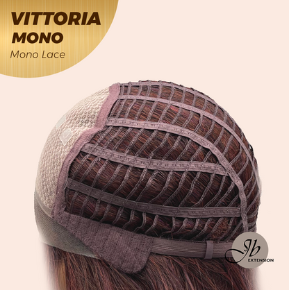 [FINAL SALE] JBEXTENSION VITTORIA MONO Monofilament Handmade Wig 6X5 Full Monofilament Hand Tied Top Wig 16 Inches Dark Red Curly Mono Lace Wig With Anti-slip Silicone Strips Glueless Wig VITTORIA MONO【BENDY EAR TABS】