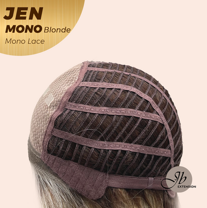 JBEXTENSION JEN MONO Monofilament Handmade Wig 6X5 Full Monofilament Hand Tied Top Wig 18 Inches Blonde Mono Lace Wig With Anti-slip Silicone Strips Glueless Wig JEN MONO BLONDE【BENDY EAR TABS】