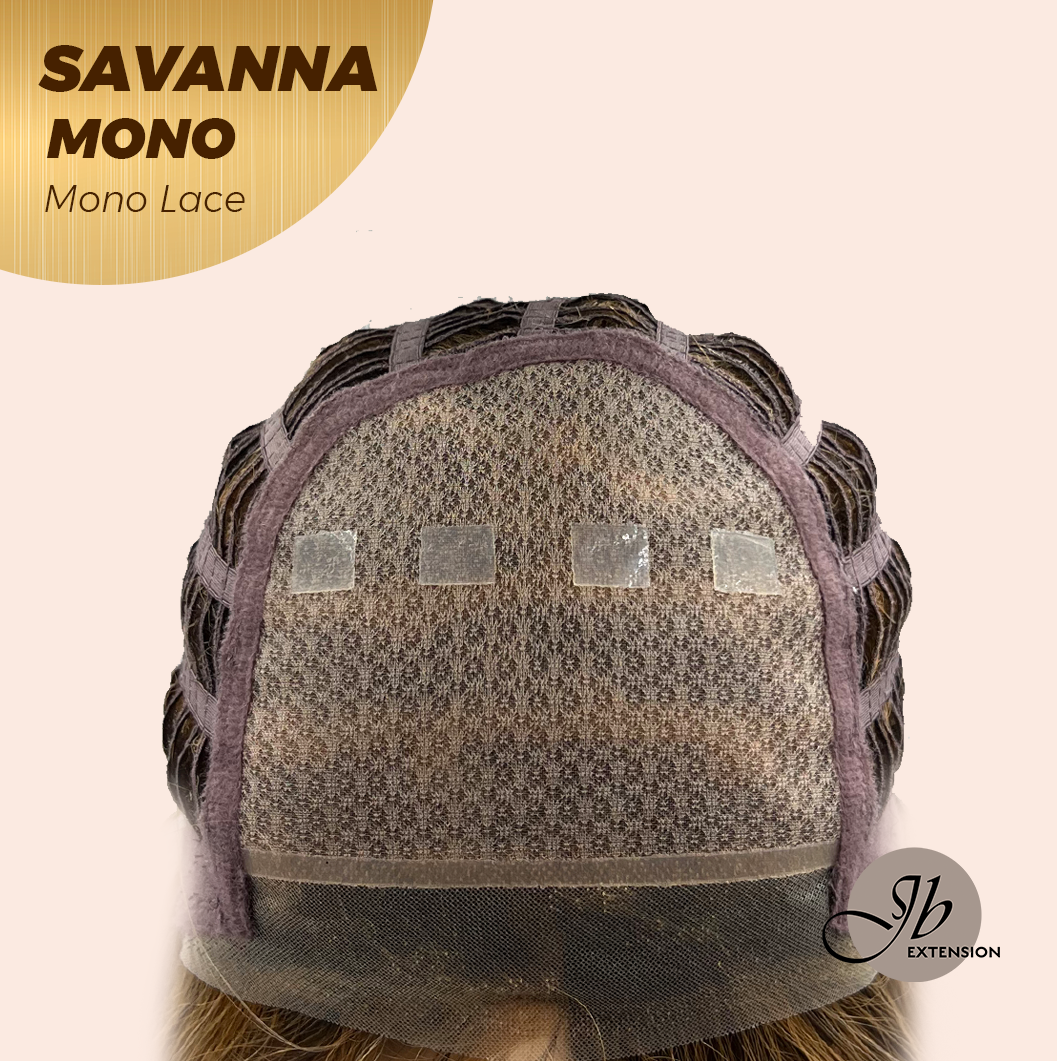 JBEXTENSION SAVANNA MONO Monofilament Handmade Wig 6X5 Full Monofilament Hand Tied Top Wig 16 Inches Caramel Wave Mono Lace Wig with Anti-slip Silicone Strips Glueless Wig SAVANNA MONO - CARAMEL【BENDY EAR TABS】