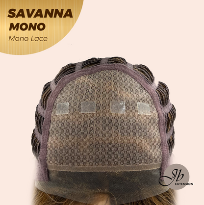 JBEXTENSION SAVANNA MONO Monofilament Handmade Wig 6X5 Full Monofilament Hand Tied Top Wig 16 Inches Caramel Wave Mono Lace Wig with Anti-slip Silicone Strips Glueless Wig SAVANNA MONO - CARAMEL【BENDY EAR TABS】
