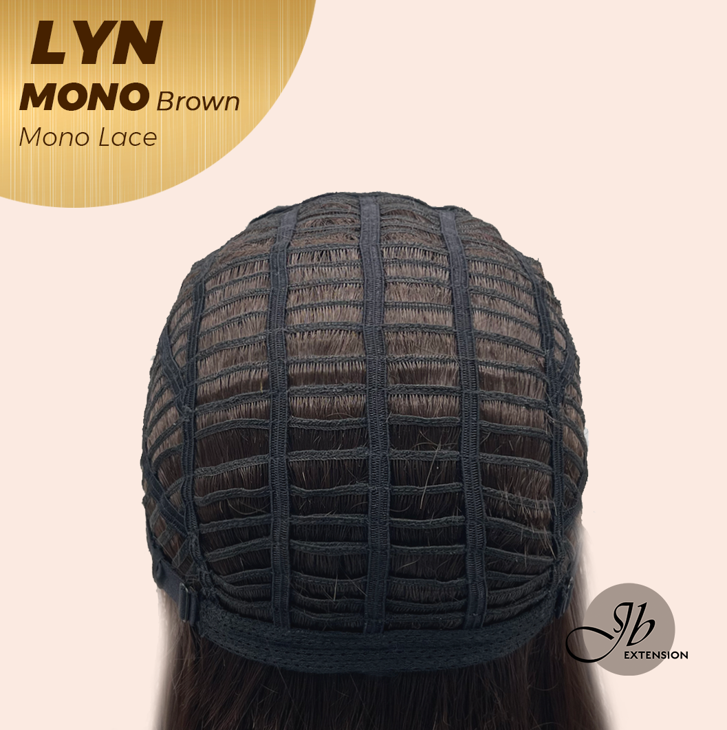 JBEXTENSION LYN MONO Partial Monofilament Wig 17 Inches Brown Partial Mono Lace Glueless Wig LYN MONO BROWN【BENDY EAR TABS】