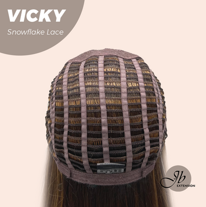 [FINAL SALE] JBEXTENSION 20 Inches Caramel Pre-Cut Snowflake Lace Frontlace Glueless Wig VICKY【PERMATEASE】【BENDY EAR TABS】- M/L