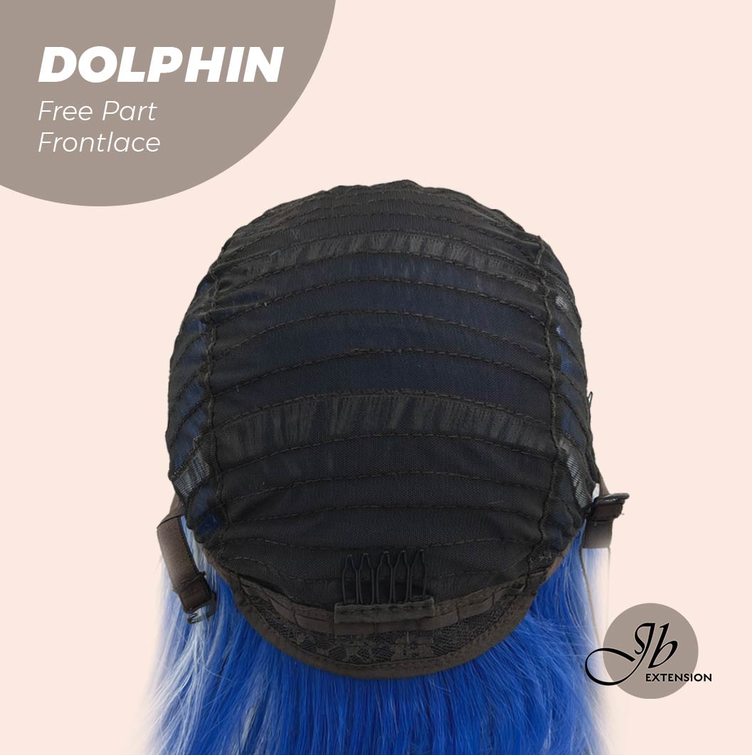[FINAL SALE] JBEXTENSION 12 Inches Bob Cut Blue With White Highlight Free Part Pre-Cut Frontlace Glueless Wig DOLPHIN