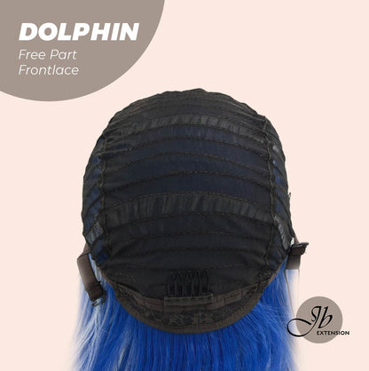 [FINAL SALE] JBEXTENSION 12 Inches Bob Cut Blue With White Highlight Free Part Pre-Cut Frontlace Glueless Wig DOLPHIN
