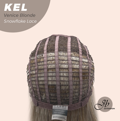 JBEXTENSION 22 Inches Venice Blonde Pre-Cut Snowflake Lace Frontlace Glueless Wig KEL VENICE BLONDE【PERMATEASE】【BENDY EAR TABS】- M/L
