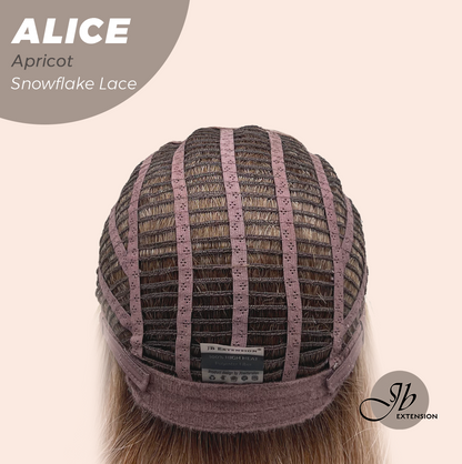 JBEXTENSION 12 Inches Apricot Pre-Cut Side Part Snowflake Lace Frontlace Glueless Wig ALICE APRICOT【BENDY EAR TABS】- S/M