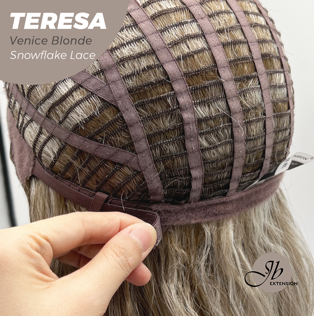 JBEXTENSION 18 Inches Venice Blonde Pre-Cut Snowflake Lace Frontlace Glueless Wig TERESA VENICE BLONDE【PERMATEASE】【BENDY EAR TABS】- M/L