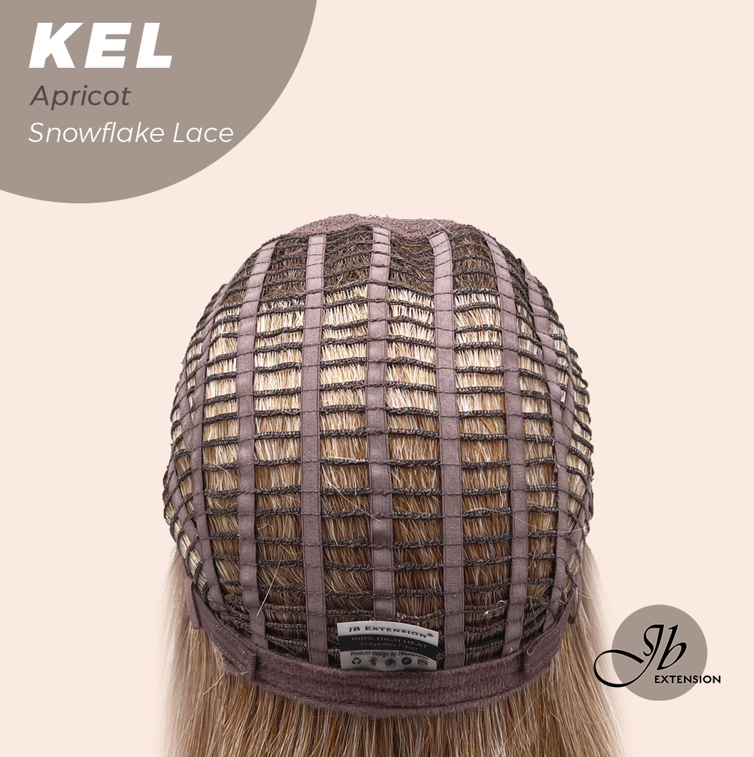 JBEXTENSION 22 Inches Apricot Pre-Cut Snowflake Lace Frontlace Glueless Wig KEL APRICOT【PERMATEASE】【BENDY EAR TABS】- S/M