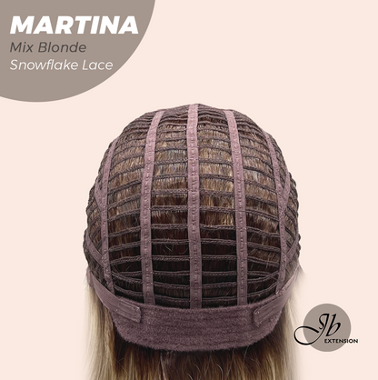 JBEXTENSION 17 Inches Wave Mix Blonde Pre-Cut Side Part Snowflake Lace Frontlace Glueless Wig MARTINA MIX BLONDE【BENDY EAR TABS】
