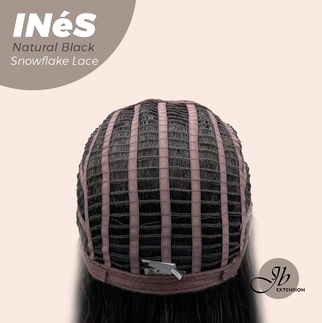JBEXTENSION 22 Inches Natural Black Pre-Cut Snowflake Lace Frontlace Glueless Wig INéS NATURAL BLACK【PERMATEASE】【BENDY EAR TABS】- M/L