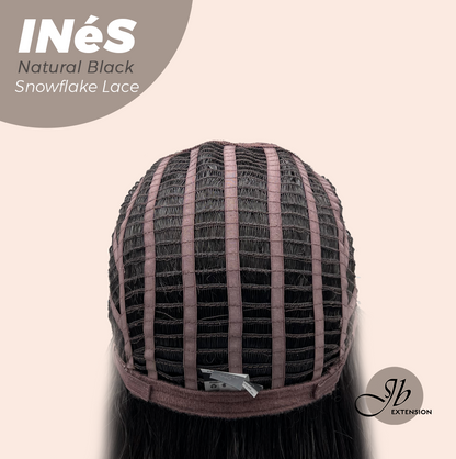 JBEXTENSION 22 Inches Natural Black Pre-Cut Snowflake Lace Frontlace Glueless Wig INéS NATURAL BLACK【PERMATEASE】【BENDY EAR TABS】- M/L