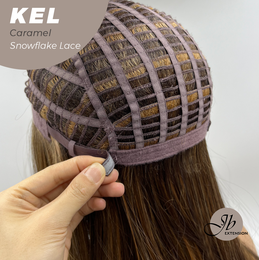 Nichole's Selection - 22 Inches Caramel Pre-Cut Snowflake Lace Frontlace Glueless Wig KEL CARAMEL【PERMATEASE】【BENDY EAR TABS】- S/M