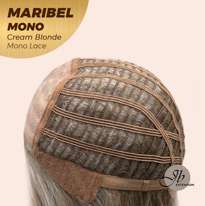 JBEXTENSION MARIBEL MONO CREAM BLONDE Monofilament Handmade Wig 6X5 Full Monofilament Hand Tied Top Wig 16 Inches Cream Blonde Wave Mono Lace Wig With Anti-slip Silicone Strips Glueless Wig MARIBEL MONO CREAM BLONDE【BENDY EAR TABS】