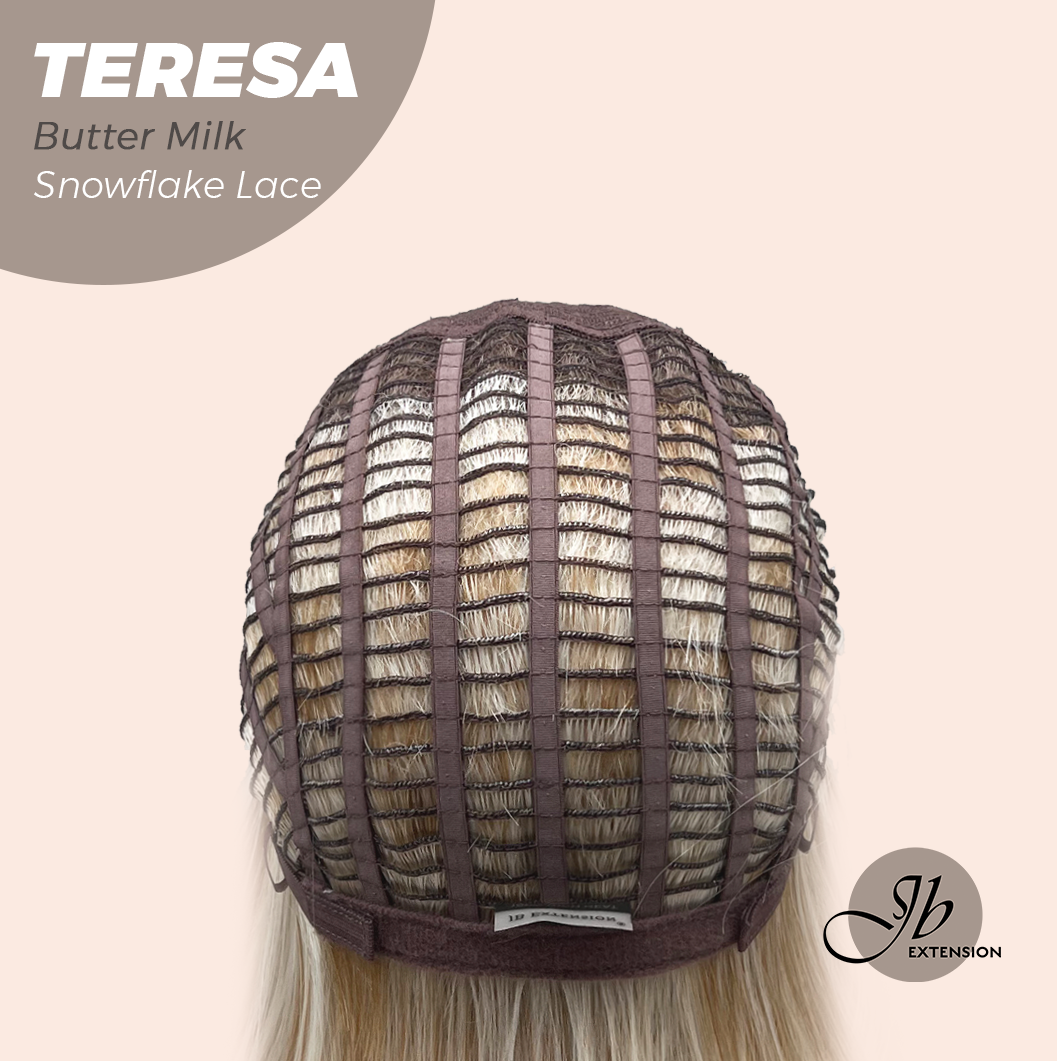 JBEXTENSION 18 Inches Butter Milk Pre-Cut Snowflake Lace Frontlace Glueless Wig TERESA BUTTER MILK【PERMATEASE】【BENDY EAR TABS】- M/L