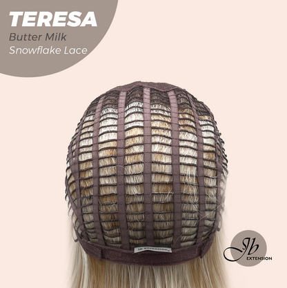 JBEXTENSION 18 Inches Butter Milk Pre-Cut Snowflake Lace Frontlace Glueless Wig TERESA BUTTER MILK【PERMATEASE】【BENDY EAR TABS】- M/L