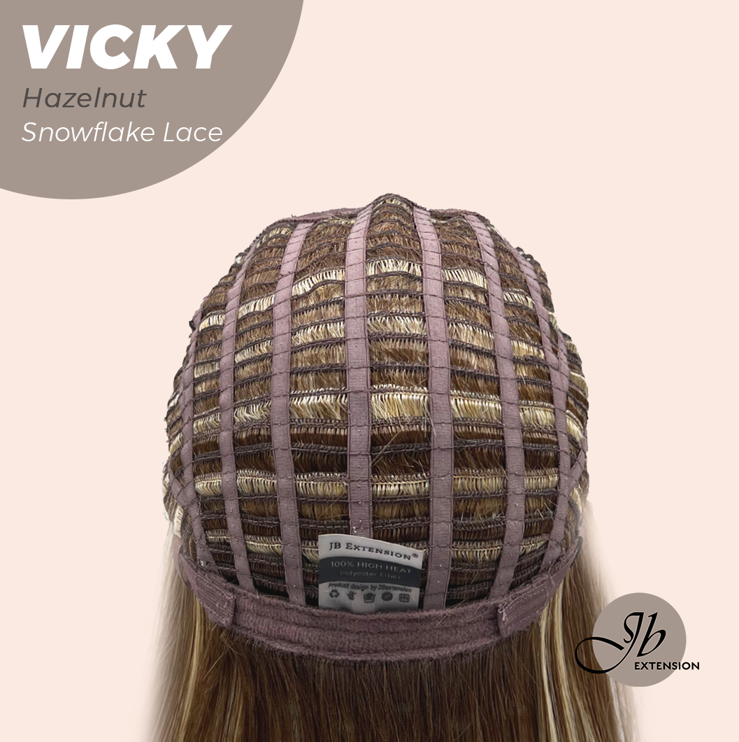 [FINAL SALE] JBEXTENSION 20 Inches Hazelnut Pre-Cut Snowflake Lace Frontlace Glueless Wig VICKY HAZELNUT【PERMATEASE】【BENDY EAR TABS】- M/L