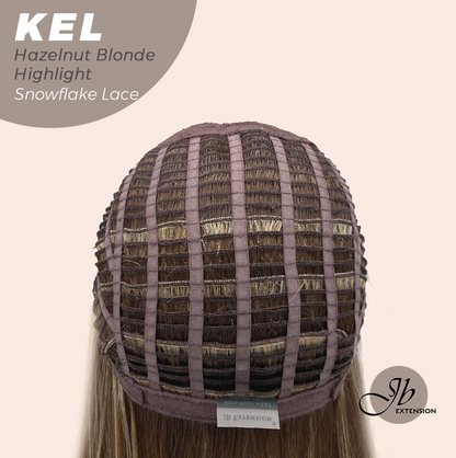 JBEXTENSION 22 Inches Hazelnut Blonde Highlight Pre-Cut Snowflake Lace Frontlace Glueless Wig KEL HAZELNUT【PERMATEASE】【BENDY EAR TABS】- S/M