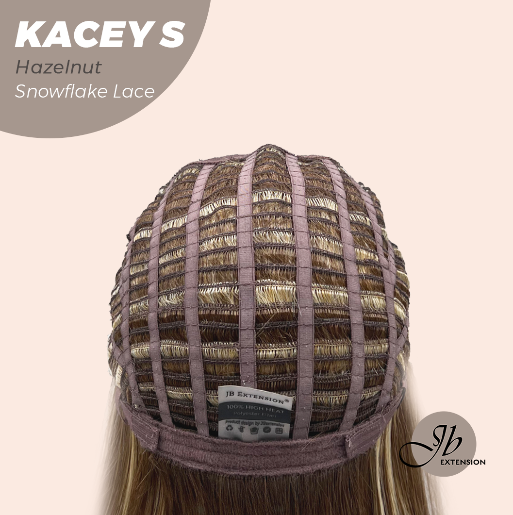 JBEXTENSION 20 Inches Hazelnut Pre-Cut Snowflake Lace Frontlace Glueless Wig KACEY S HAZELNUT【PERMATEASE】【BENDY EAR TABS】- M/L