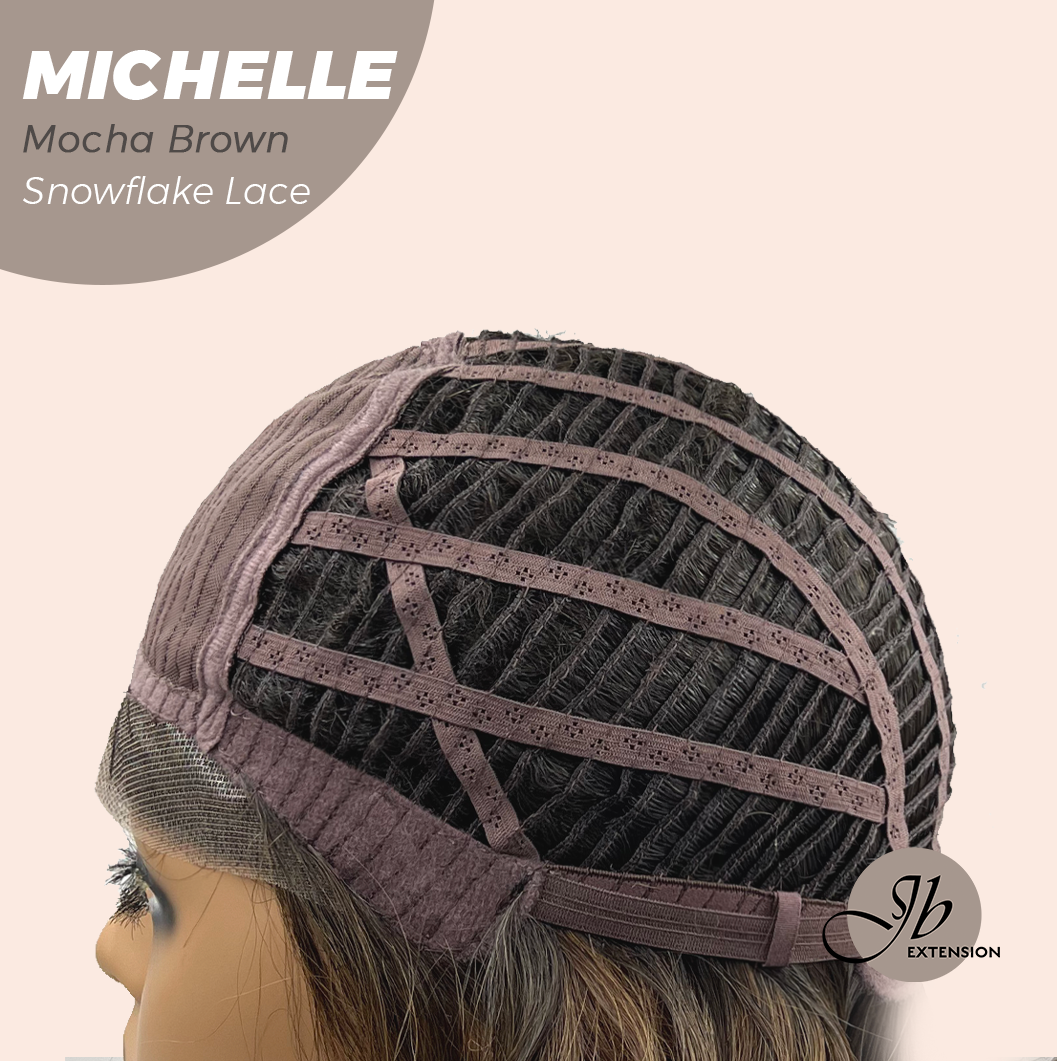 JBEXTENSION 10 Inches Mocha Brown Pre-Cut Side Part Snowflake Lace Frontlace Glueless Wig MICHELLE MOCHA BROWN【BENDY EAR TABS】- M/L
