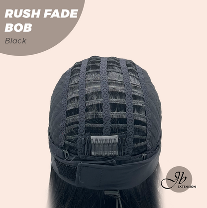 JBEXTENSION 12 Inches Short Hair Black Headband Wig RUSH FADE BOB - BLACK