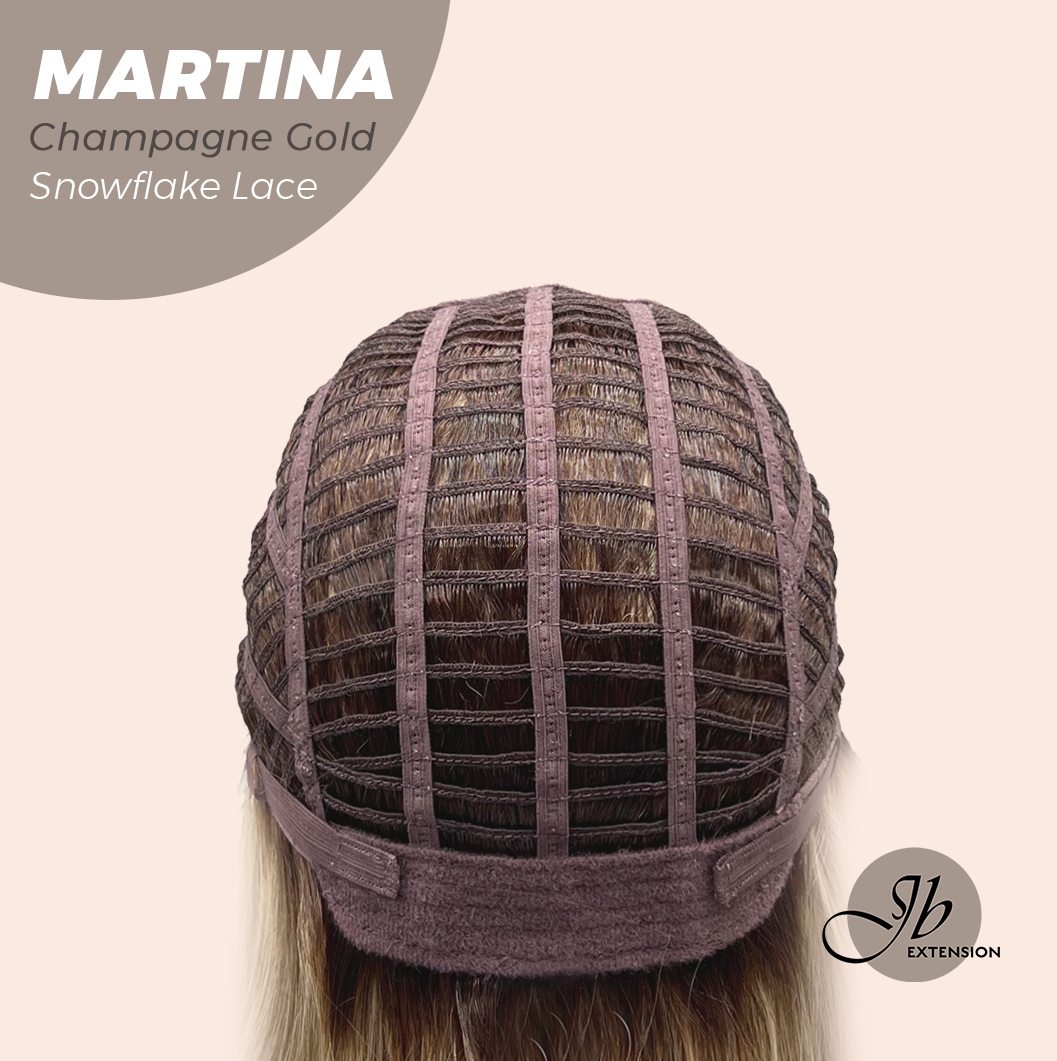 JBEXTENSION 17 Inches Wave Champagne Gold Pre-Cut Side Part Snowflake Lace Frontlace Glueless Wig MARTINA CHAMPAGNE GOLD【BENDY EAR TABS】