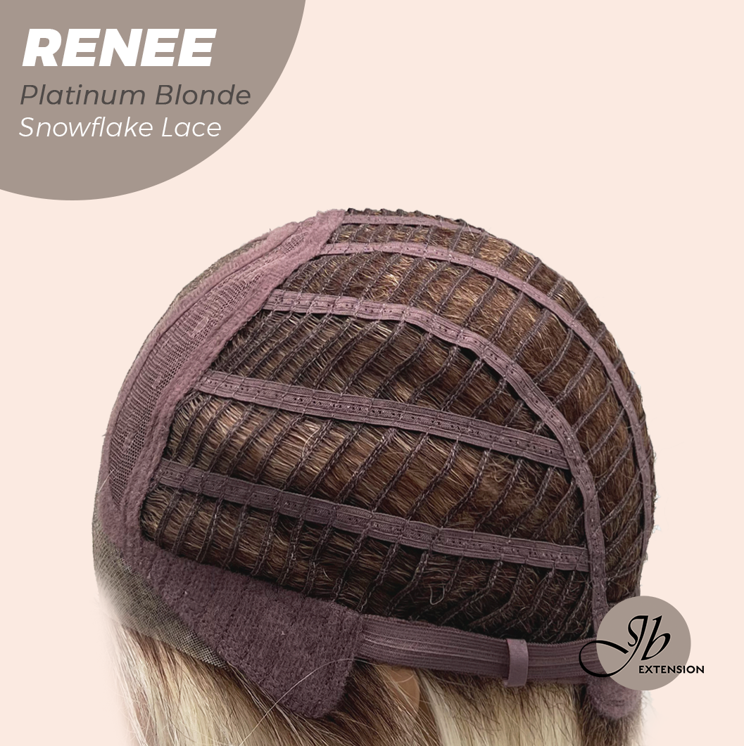 [FINAL SALE] JBEXTENSION 21 Inches Platinum Blonde Pre-Cut Arc Snowflake Lace Frontlace Glueless Wig RENEE PLATINUM BLONDE【BENDY EAR TABS】