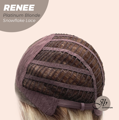 [FINAL SALE] JBEXTENSION 21 Inches Platinum Blonde Pre-Cut Arc Snowflake Lace Frontlace Glueless Wig RENEE PLATINUM BLONDE【BENDY EAR TABS】
