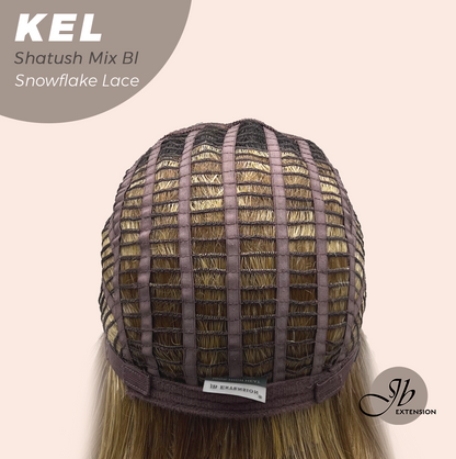 JBEXTENSION 22 Inches Shatush Mix Blonde Pre-Cut Snowflake Lace Frontlace Glueless Wig KEL SHATUSH MIX BLONDE【PERMATEASE】【BENDY EAR TABS】- M/L