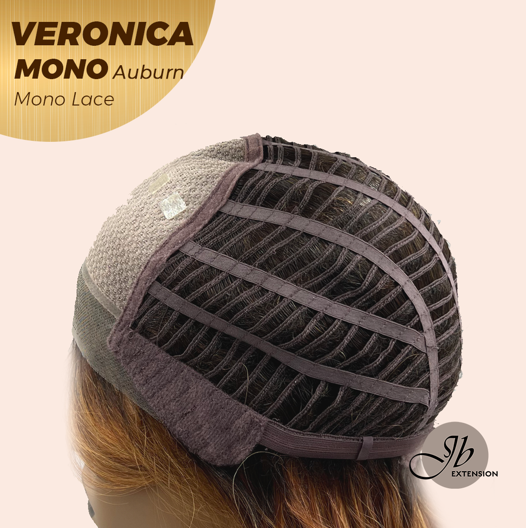 JBEXTENSION VERONICA MONO Monofilament Handmade Wig 6X5 Full Monofilament Hand Tied Top Wig 12 Inches Auburn Wave Mono Lace Wig With Anti-slip Silicone Strips Glueless Wig VERONICA MONO AUBURN【BENDY EAR TABS】