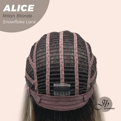 JBEXTENSION 12 Inches Milan Blonde Pre-Cut Side Part Snowflake Lace Frontlace Glueless Wig ALICE MILAN BLONDE【BENDY EAR TABS】- S/M