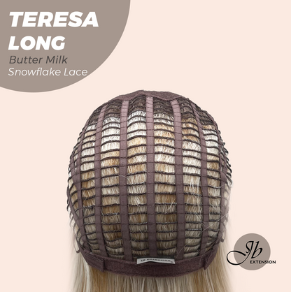 JBEXTENSION 22 Inches Long Butter Milk Pre-Cut Snowflake Lace Frontlace Glueless Wig TERESA LONG BUTTER MILK【PERMATEASE】【BENDY EAR TABS】- M/L