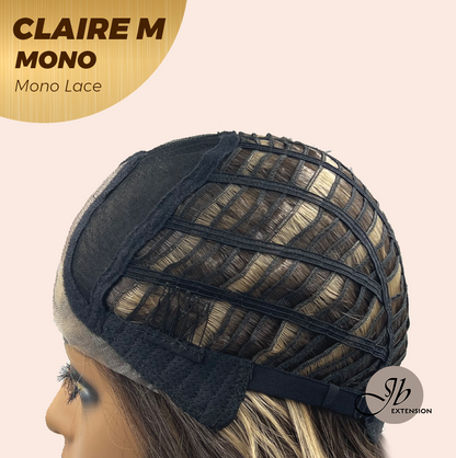 JBEXTENSION CLAIRE MONO Partial Monofilament Wig 22 Inches Brown with Highlight Partial Mono Lace Glueless Wig CLAIRE MONO【BENDY EAR TABS】
